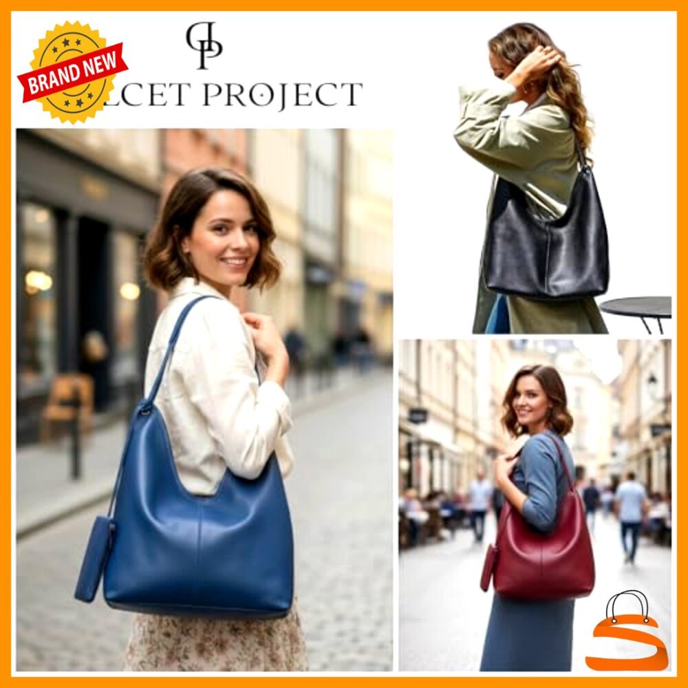 Large Genuine Leather Hobo Shoulder Bag Slouchy Handbag for Work - Picture 2 of 7